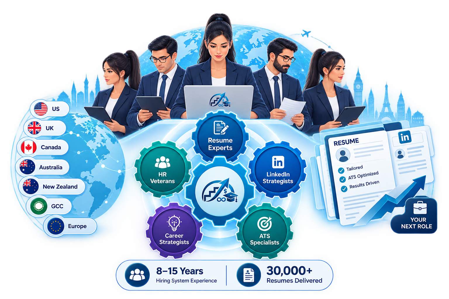 The CareerPro team of HR veterans, LinkedIn strategists, career strategists and ATS specialists, serving clients across the US, UK, Canada, Australia, New Zealand, the GCC and Europe